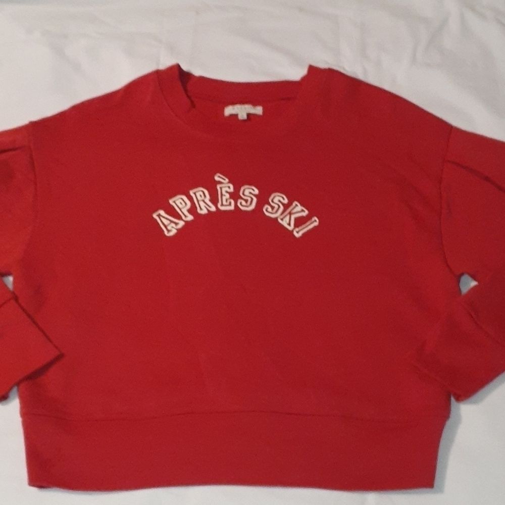 Madewell‎ Mile(s) Red Après Ski Crop Sweatshirt L